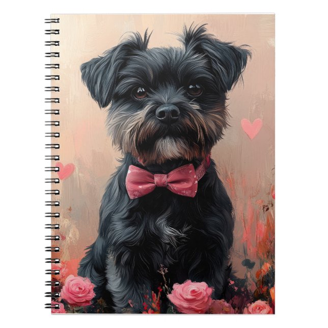Cuaderno Affenpinscher con Rosas - Día de San Valentín (Frente)