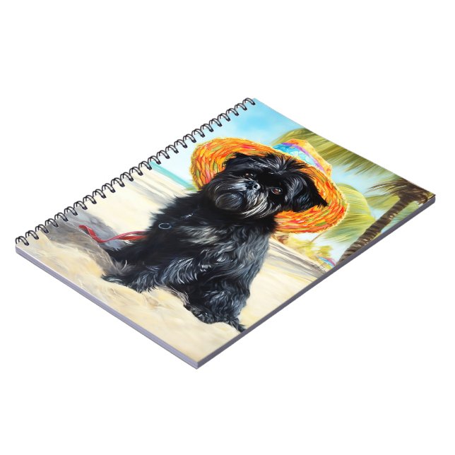 Cuaderno Affenpinscher en la playa, regalo de verano para l (Lado Izquierdo)