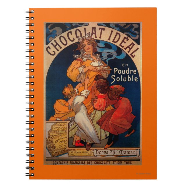 Cuaderno Afiche de cosecha ideal de chocolateEuropa (Frente)