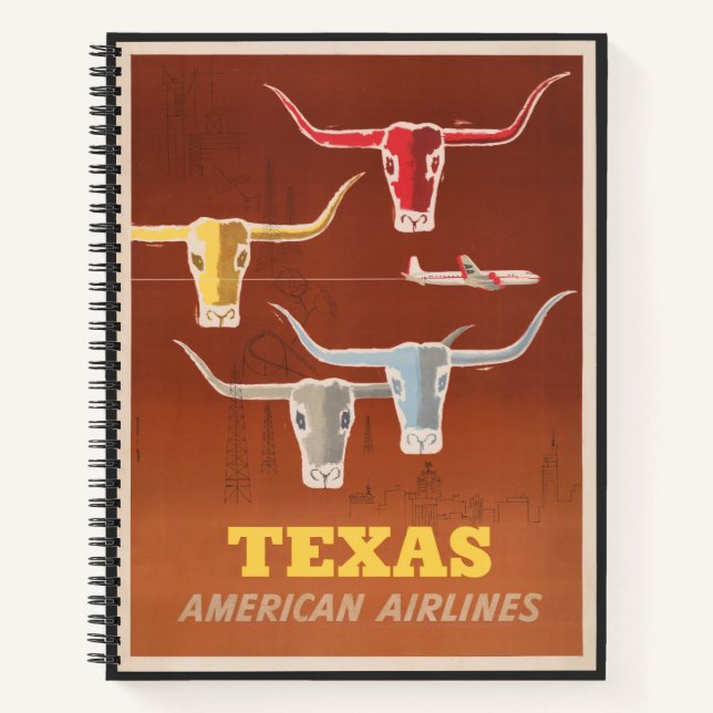 Cuaderno Afiche De Viaje De American Airlines A Texas (Anverso)