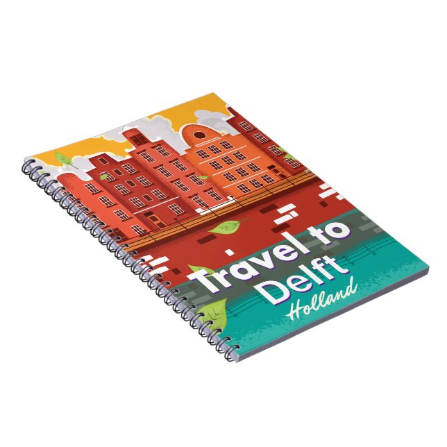 Cuaderno Afiche de viaje de Delft Holland (Lado Derecho)