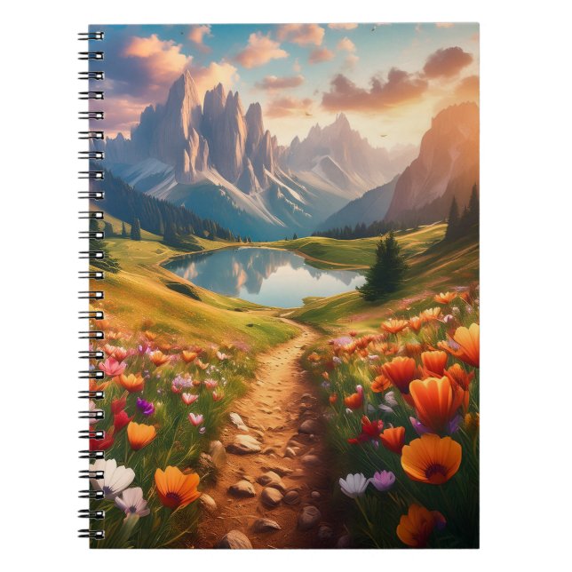 Cuaderno Afiche de viaje de Dolomitas Italia de estilo vint (Frente)