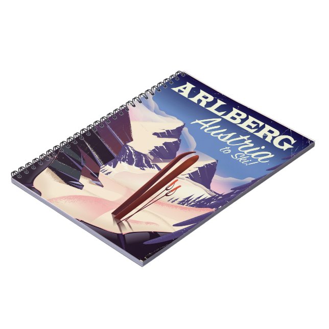 Cuaderno Afiche de viaje de esquí de Arlberg Austria (Lado Izquierdo)