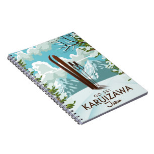 Cuaderno Afiche de viaje de esquí de Karuizawa Japón