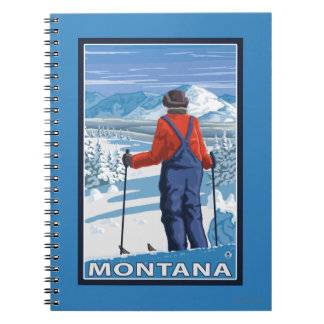 Cuaderno Afiche de viaje de esquiador AdmiringMontanaVintag