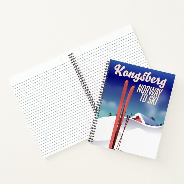 Cuaderno Afiche de viaje de Kongsberg para esquiar por la c (Interior)