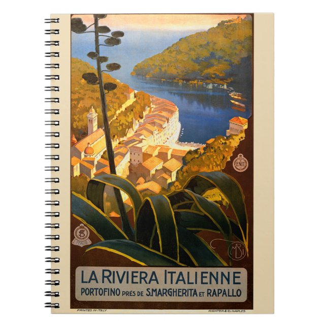 Cuaderno Afiche de viaje de la Riviera Italiana Europa Ital (Frente)