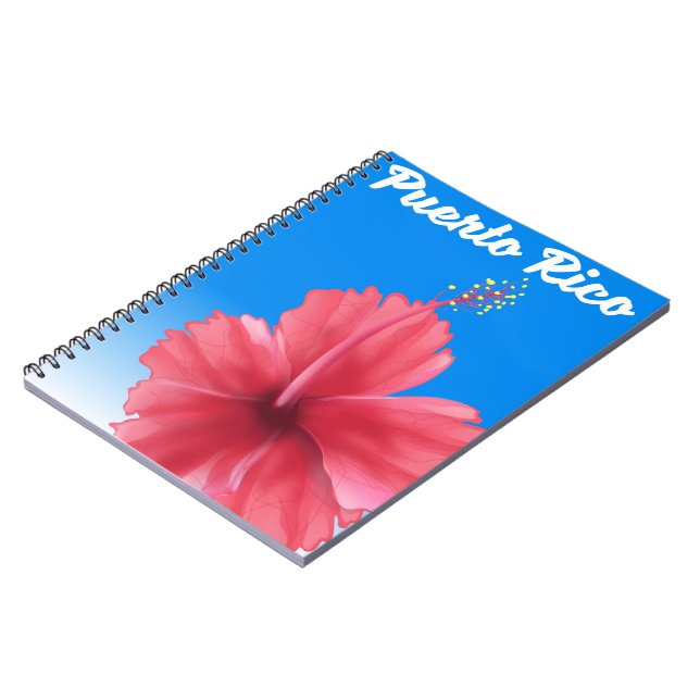 Cuaderno Afiche de viaje de Puerto Rico Flor de Maga (Lado Izquierdo)