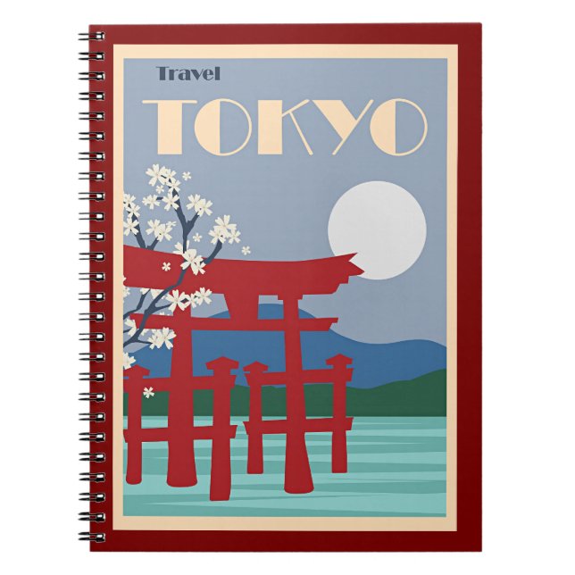 Cuaderno Afiche de viaje de Tokio (Frente)