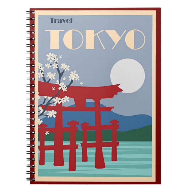 Cuaderno Afiche de viaje de Tokio, Japón (Frente)