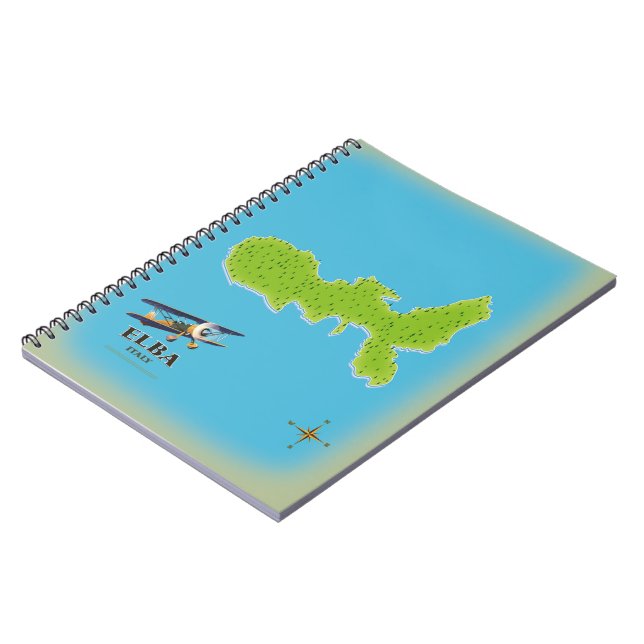 Cuaderno Afiche de viaje del mapa de Elba Italia (Lado Izquierdo)