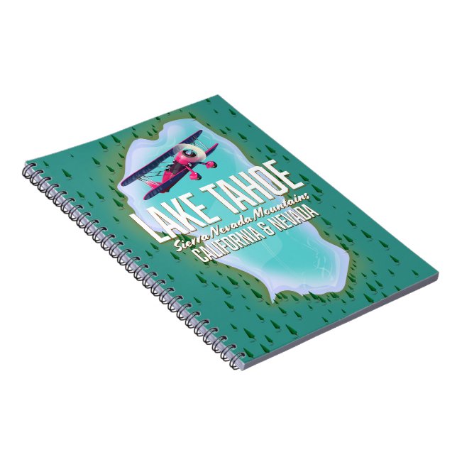 Cuaderno Afiche de viaje del mapa del lago Tahoe (Lado Derecho)