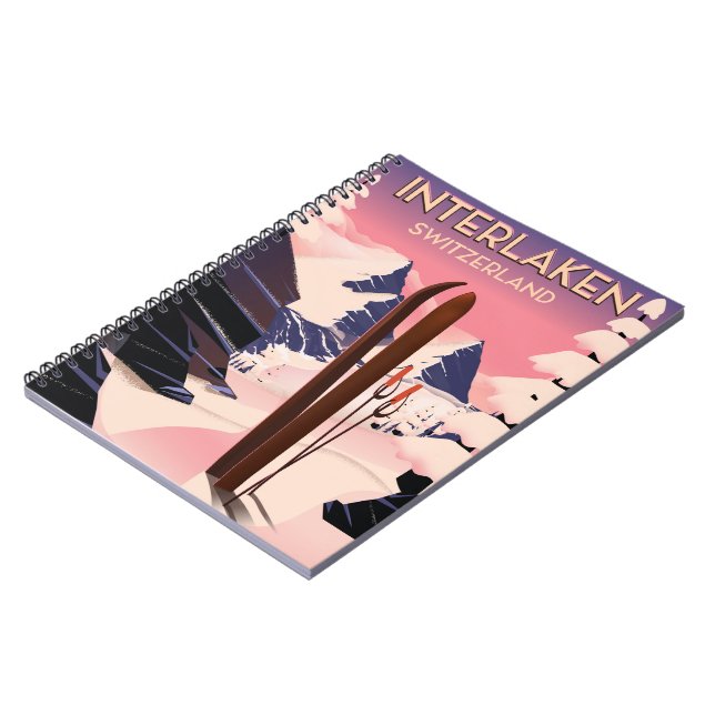 Cuaderno Afiche de viaje en esquí de Suiza Interlaken. (Lado Izquierdo)