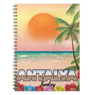 Cuaderno Afiche de viaje en la playa de Antalya Turkey