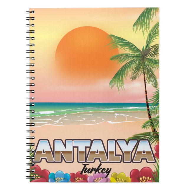 Cuaderno Afiche de viaje en la playa de Antalya Turkey (Frente)