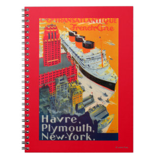 Cuaderno Afiche de viaje en línea francesa, Havre to Plymou