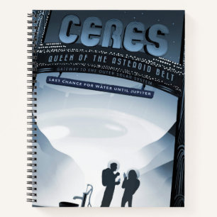Cuaderno Afiche de viaje espacial retro-Ceres de planeta en