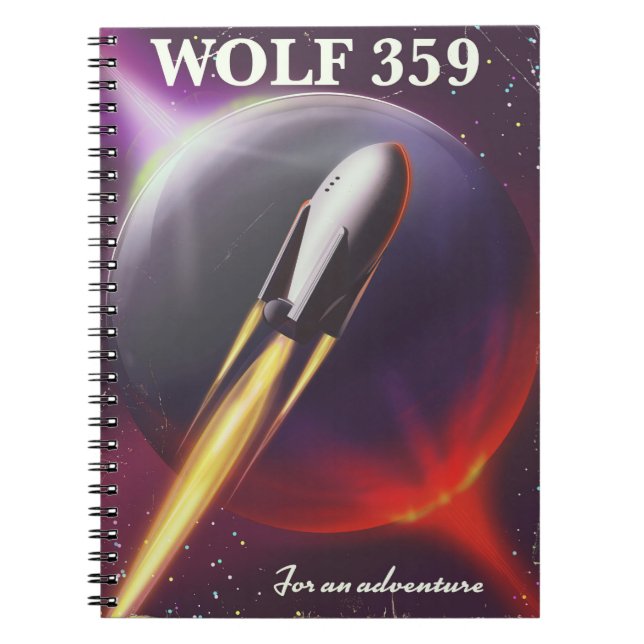 Cuaderno Afiche de viaje espacial Wolf 359 "for a Adventure (Frente)