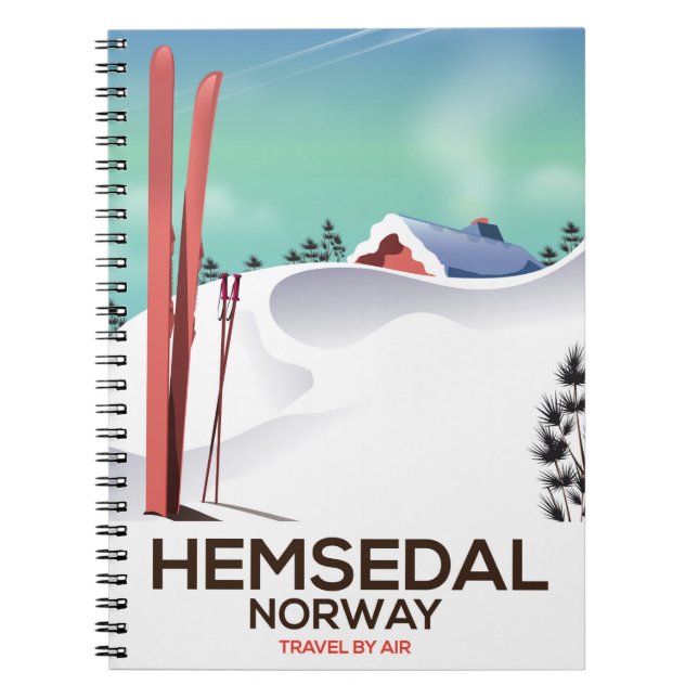 Cuaderno Afiche de viaje para esquí de Hemsedal (Frente)