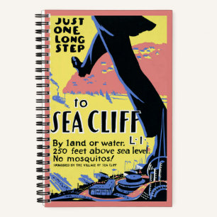 Cuaderno Afiche de viaje que promueve el acantilado marino,