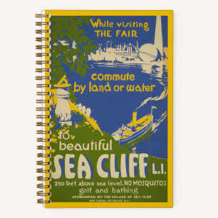 Cuaderno Afiche de viaje que promueve el acantilado marino,