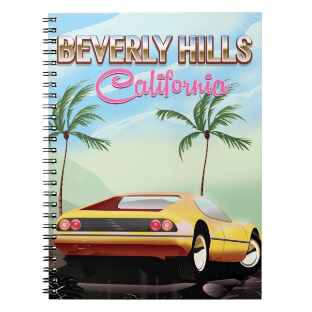 Cuaderno Afiche de viaje retro de Beverly Hills California (Frente)