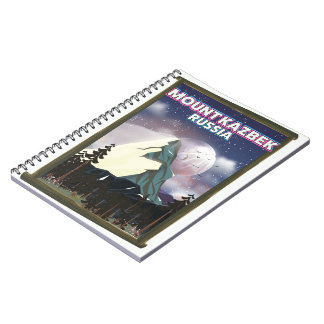 Cuaderno Afiche de viaje ruso del Monte Kazbek.