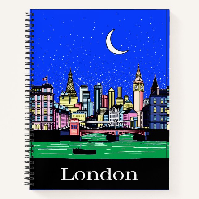 Cuaderno Afiche de viajes de Londres por Night Journal (Anverso)