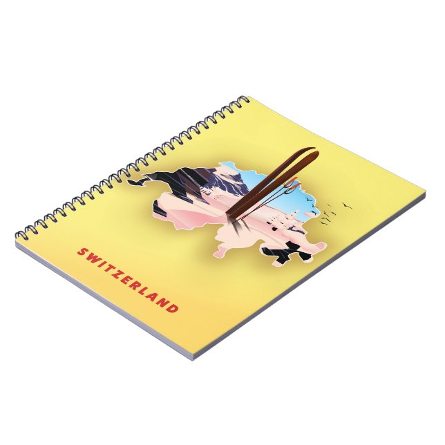 Cuaderno Afiche de viajes en Ski de Suiza. (Lado Izquierdo)