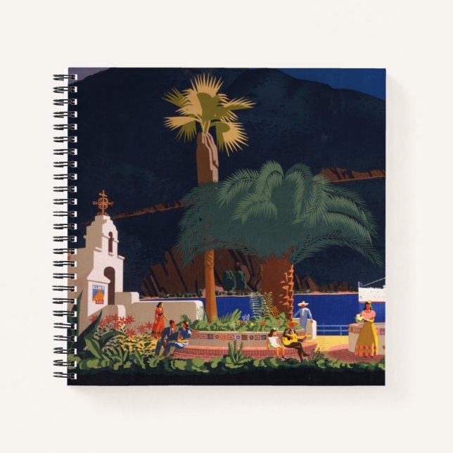 Cuaderno Afiche de viajes - Isla Santa Catalina, California (Anverso)