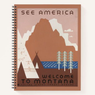 Cuaderno Afiche Vintage Que Promueve Viajes A Montana. 2