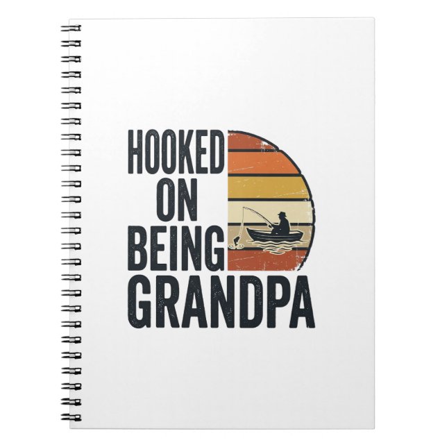 Cuaderno Aficionado a ser abuelo pescando diseño vectorial  (Frente)