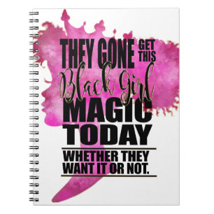 Cuaderno Afirmación negra de la magia del chica