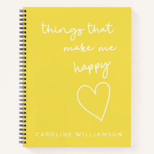 Cuaderno Afirmación positiva personalizado Gratitud Amarill