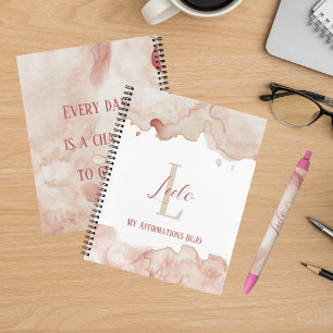 Cuaderno Afirmaciones personalizadas de color de agua rosa