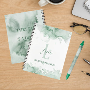 Cuaderno Afirmaciones personalizadas de color de agua verde