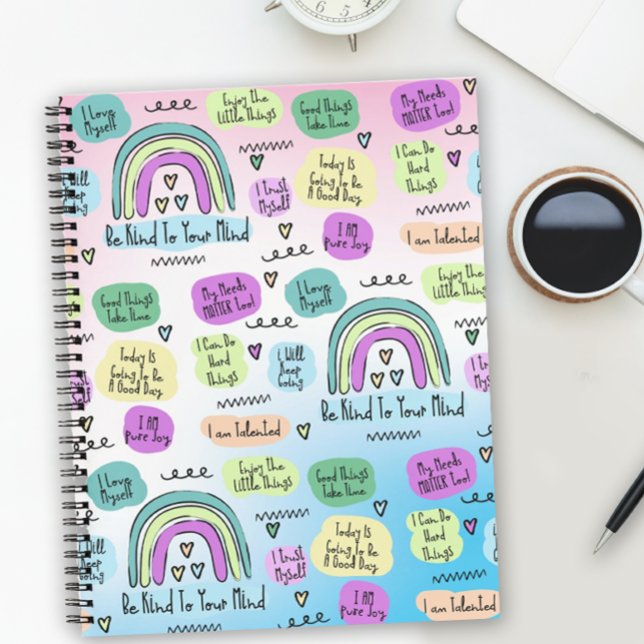 Cuaderno Afirmaciones positivas (Think happy thoughts with this positive affirmation notebook. Great for school or for journaling,)