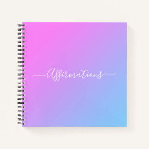 Cuaderno Afirmaciones sobre tipografía blanca de tinte rosa
