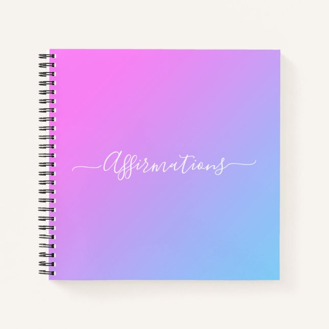 Cuaderno Afirmaciones sobre tipografía blanca de tinte rosa (Anverso)