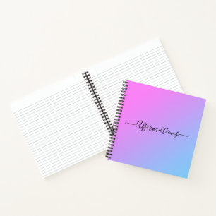 Cuaderno Afirmaciones sobre tipografía negra con tinte azul