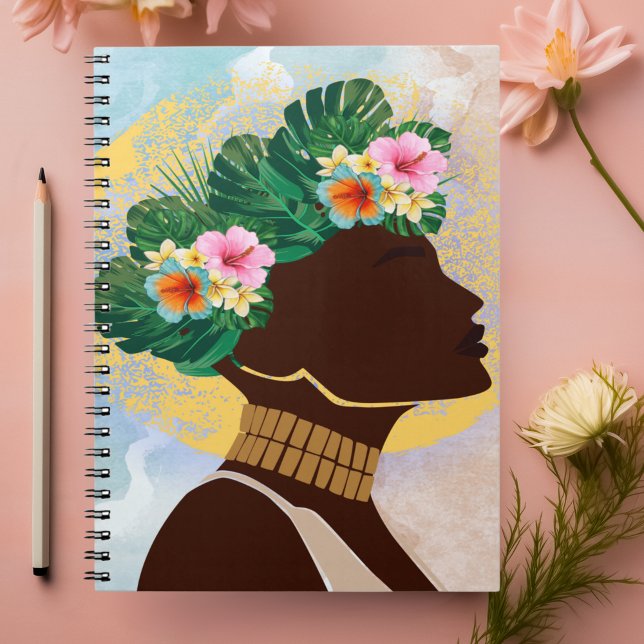 Cuaderno African American Woman Floral Crown (Subido por el creador)