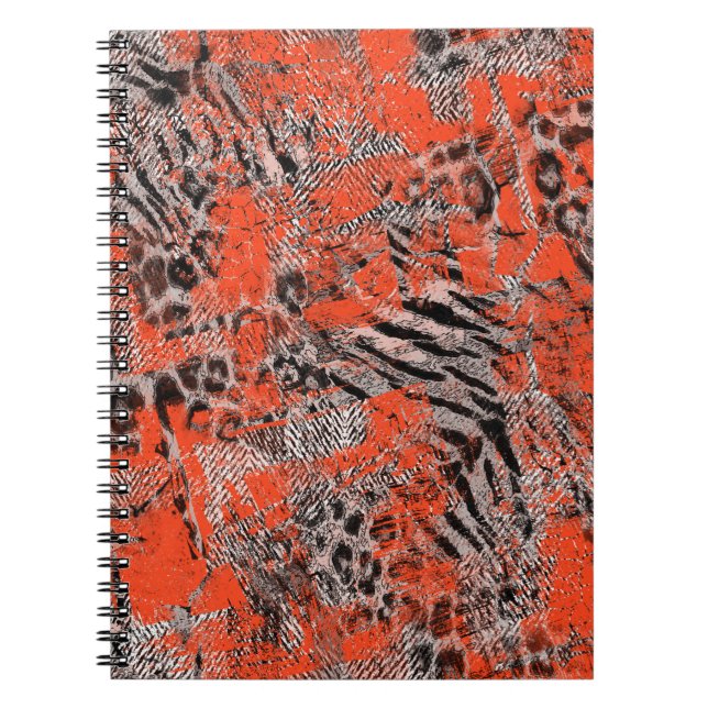 Cuaderno Africano, tribal. Negro, rojo, gris. (Frente)