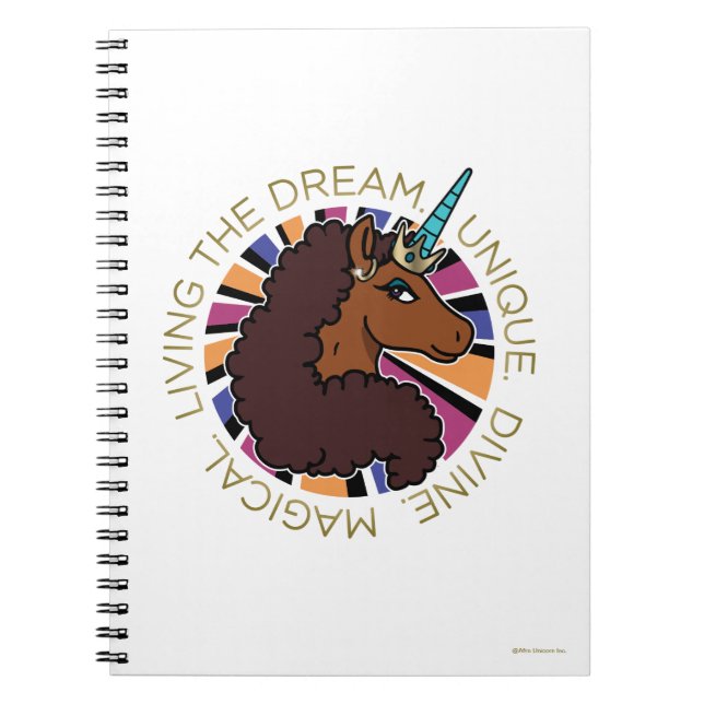 Cuaderno Afro Unicornio viviendo el diseño de sueños (Frente)