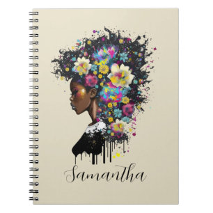 Cuaderno Afroamericana con flores