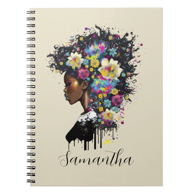 Cuaderno Afroamericana con flores (Frente)
