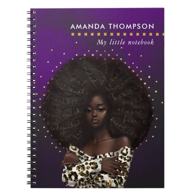 Cuaderno afroamericano de piel de leopardo de la M (Frente)