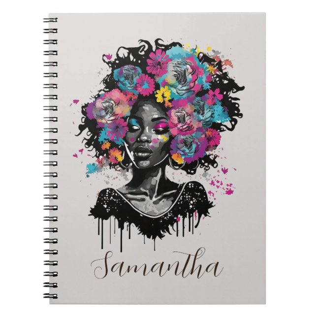 Cuaderno Afromujer con clase floral (Frente)