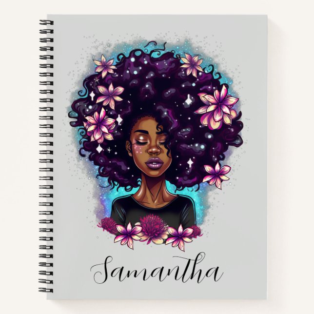 Cuaderno Afromujer floral esparkling (Anverso)