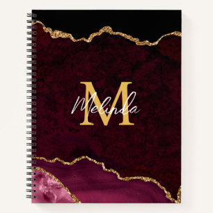 Cuaderno Agante de mármol rojo y oro