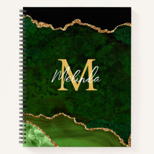 Cuaderno Agante de mármol verde y oro
